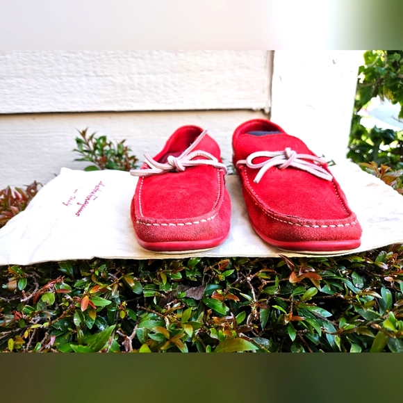 Salvatore Ferragamo Men's Loafers Suede  Manila Bow Red - Picture 3 of 10